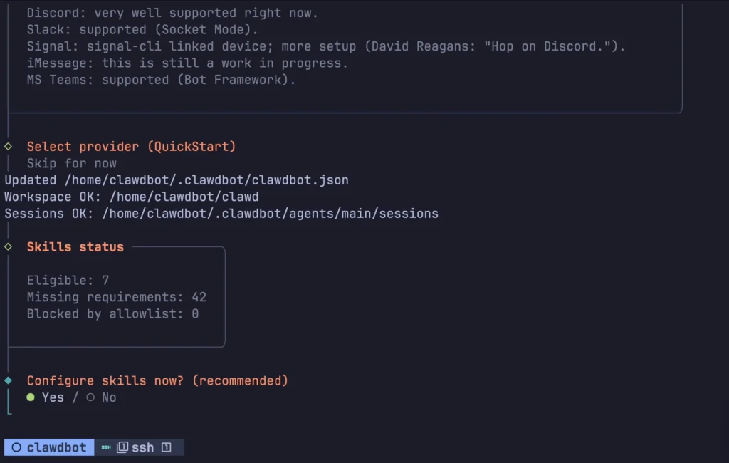 Mac Mini Terminal Clowdbot